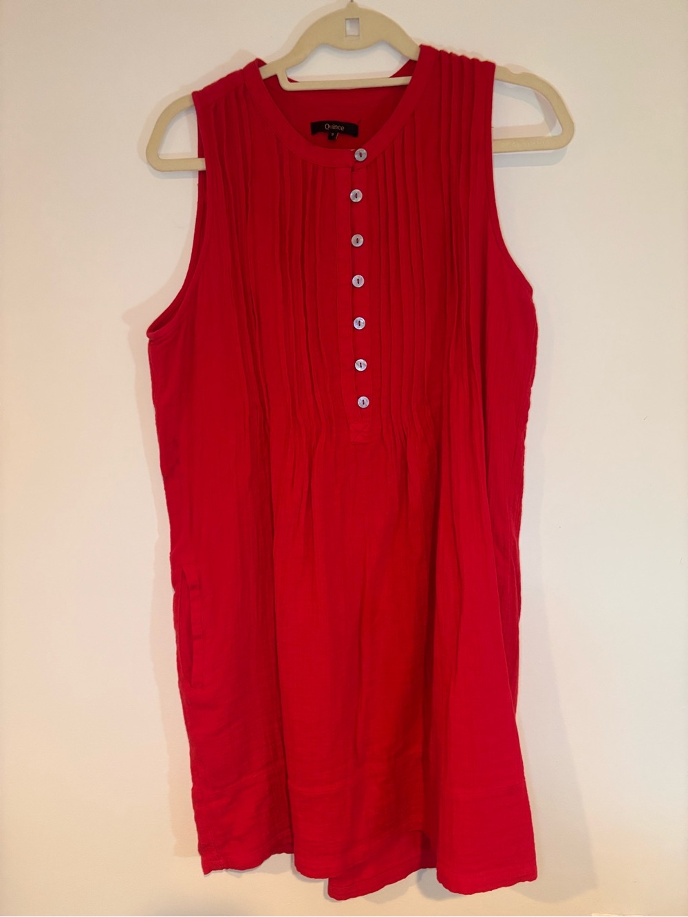 Quince 100% Organic Cotton Gauze Sleeveless Swing Dress - Small
